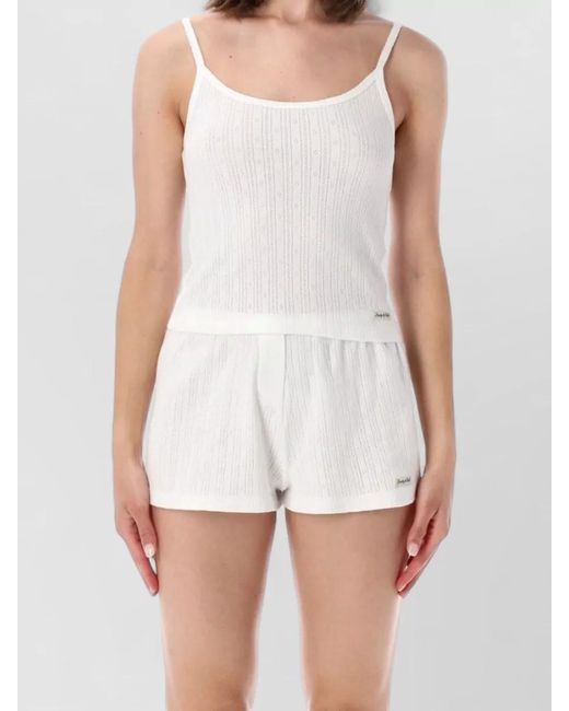 Sporty & Rich White Pointelle Knit Tank Top Underwear