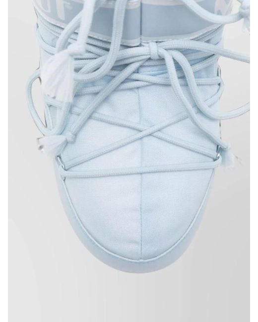 Moon Boot Blue Silk Logo-Print Lace-Up Snow Boots