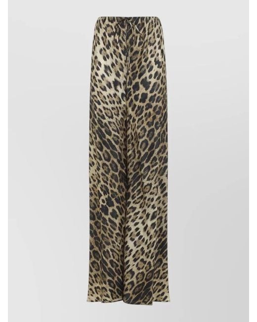 Roberto Cavalli Multicolor Silk Leopard-Print Wide-Leg Trousers