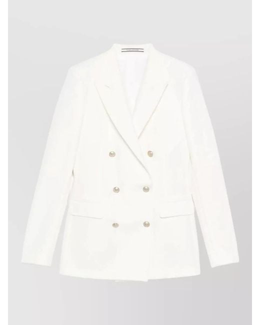 Tagliatore Natural Double Breasted Jacket Structured Front Pockets