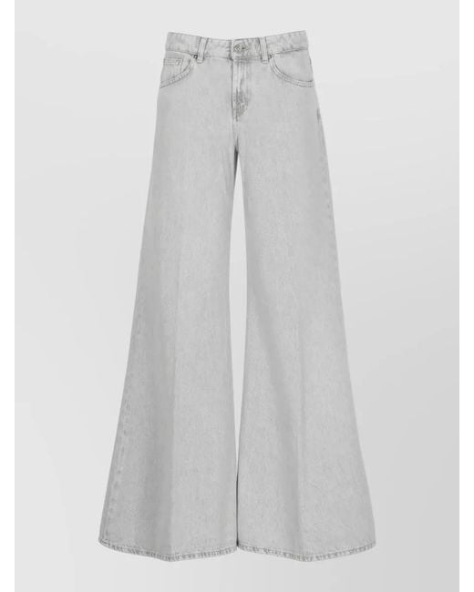 Dondup Gray Wide Leg Cotton Palazzo Jeans Zip Detail