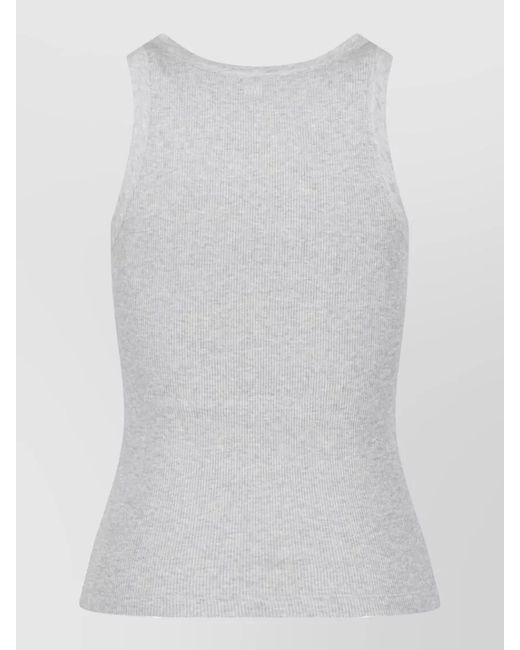 AMI White Cotton Long-Sleeve Corset Top
