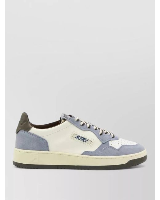 Autry White Low Sneakers Contrast Panels Perforated Toe Box for men