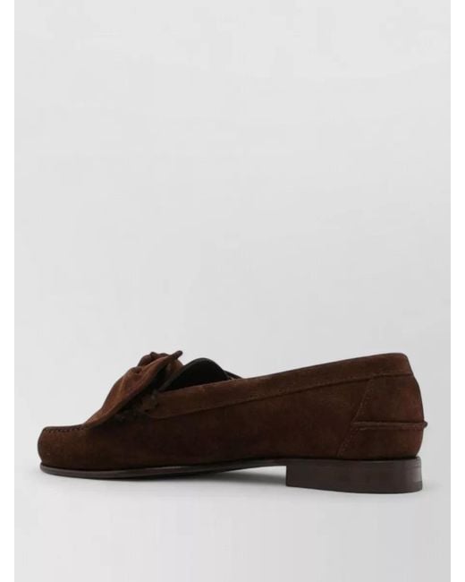 Hereu Brown Corbati Suede Leather Loafers Bow Detail