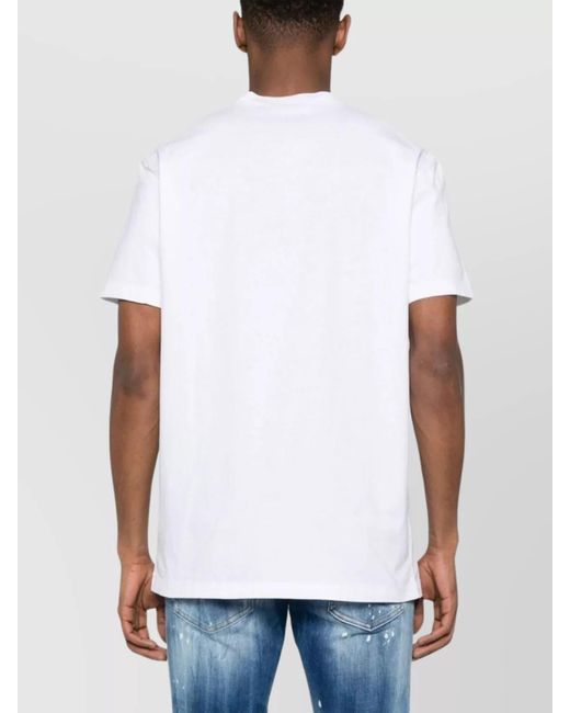 DSquared² White Logo Print Cotton Jersey Crew Neck T-Shirt for men