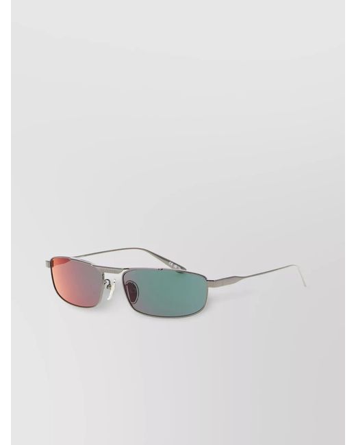 Balenciaga Green Metal Rectangle Sunglasses