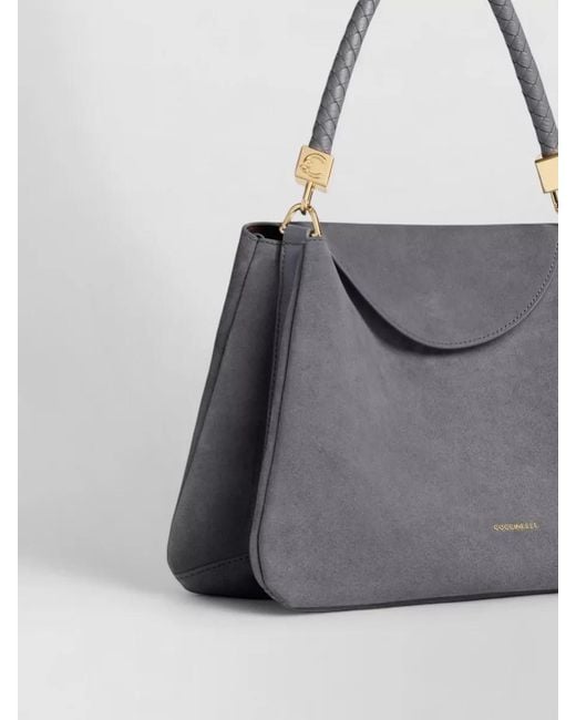 Coccinelle Gray Tiggy Suede Shoulder Bag Braided Handle