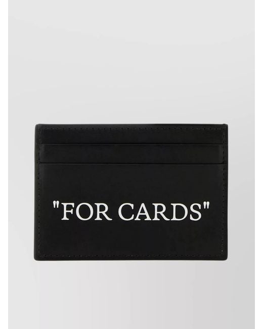Off-White c/o Virgil Abloh Black Text Print Leather Card Holder for men