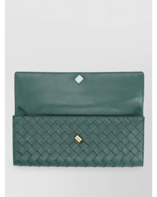 Bottega Veneta Green Andiamo Leather Clutch Bag