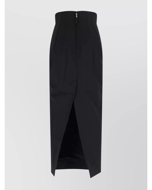 Rick Owens Black Virgin Wool Maxi Fitted Pencil Skirt
