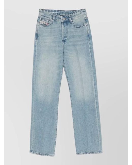 DIESEL Blue Cotton Straight-Leg Trousers