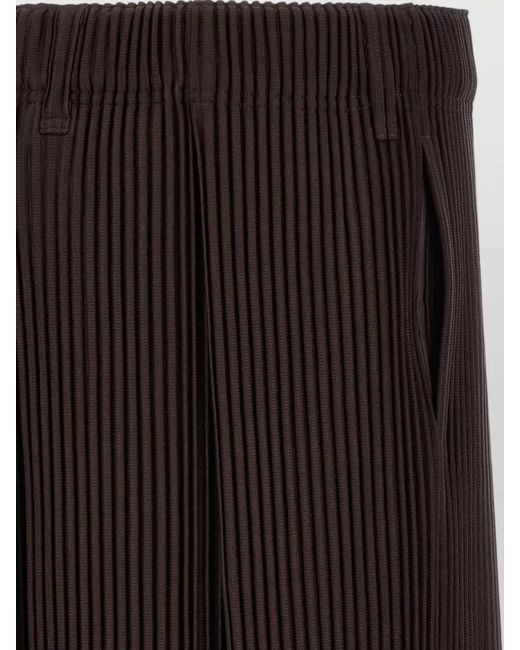 Homme Plissé Issey Miyake Black Tailored Bermuda Shorts Pleats Belt Loops Pockets for men