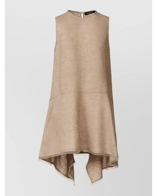 Fabiana Filippi Natural Sleeveless Asymmetric Paneled Tunic Top