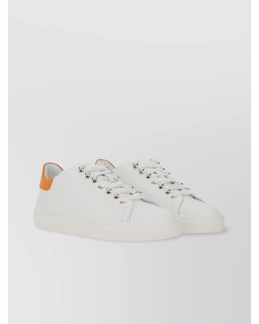 Moschino White Leather Low-Top Sneakers for men