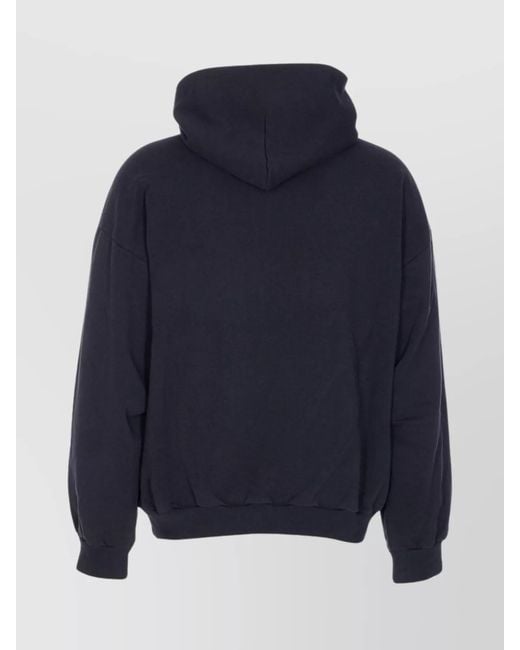 Balenciaga Blue Cotton Logo-Print Hoodie for men