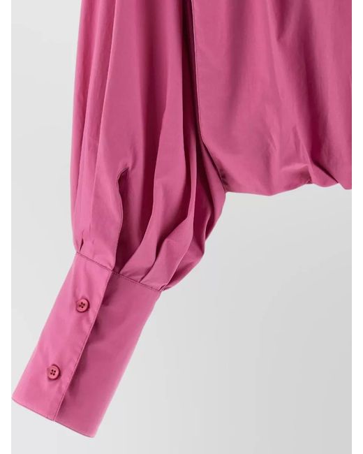 Thelatest Pink Diana Cropped Blouse Long Sleeves Cutouts
