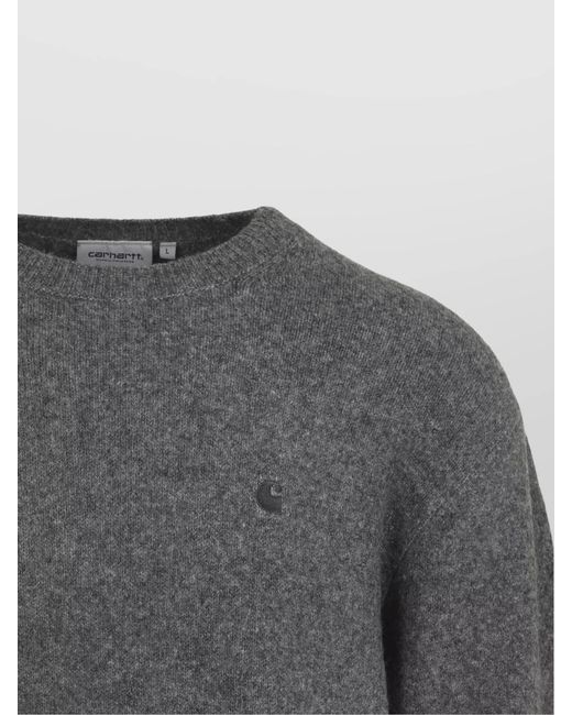 Carhartt Gray Ribbed Knit Jumper for men