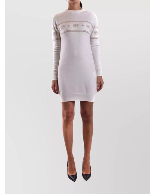 Chiara Ferragni White Knee-Length Dress