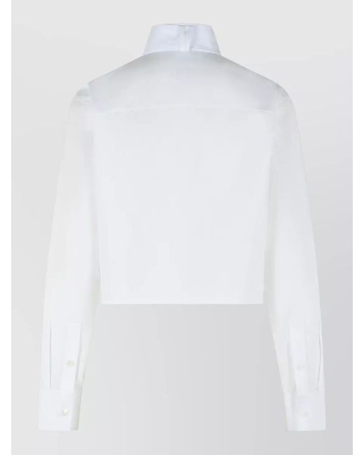 Courreges White Cotton Shirt High Collar Buckle Detail