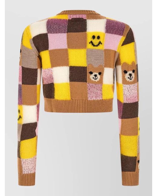 Moschino Orange Cashmere-Blend Embroidered Cardigan