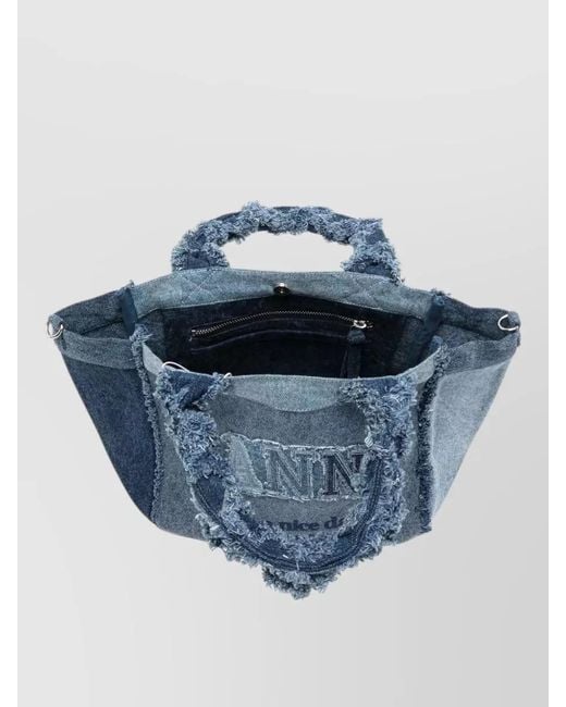 Ganni Blue Cabas Small Denim Shoulder Bag