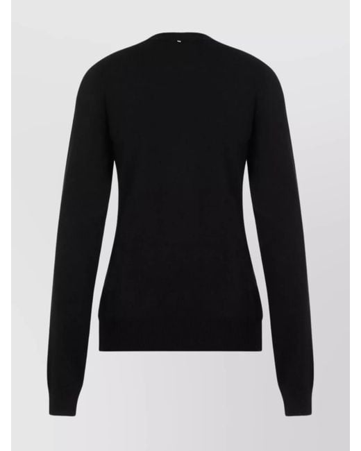 Sportmax Black Virgin Wool Ribbed Cutout Jumper