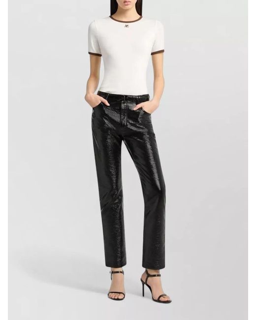 Courreges White Silk Nylon Tailored Pants Front And Back Pockets