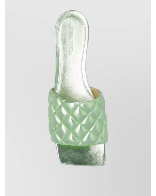 Bottega Veneta Green Calfskin Flat Sandals