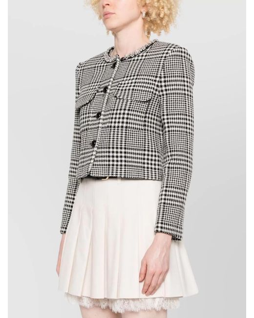 Self-Portrait Gray Checked Wool Blend Jacket