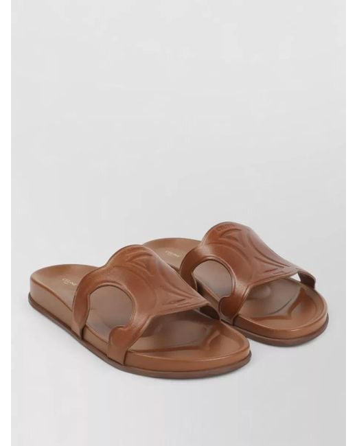 Céline Brown Leather Slide Sandals