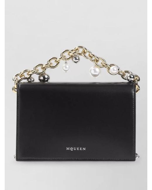 McQueen Black Skull Small Leather Clutch Bag