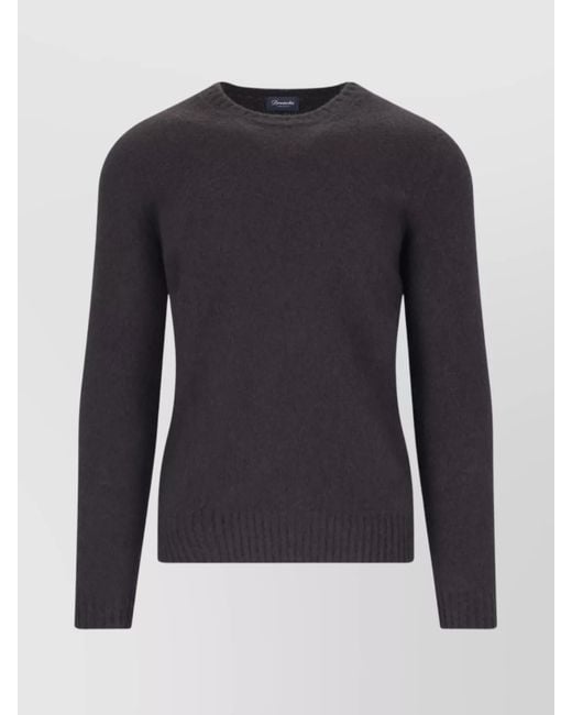 Drumohr Blue Lambswool Crewneck Jumper for men