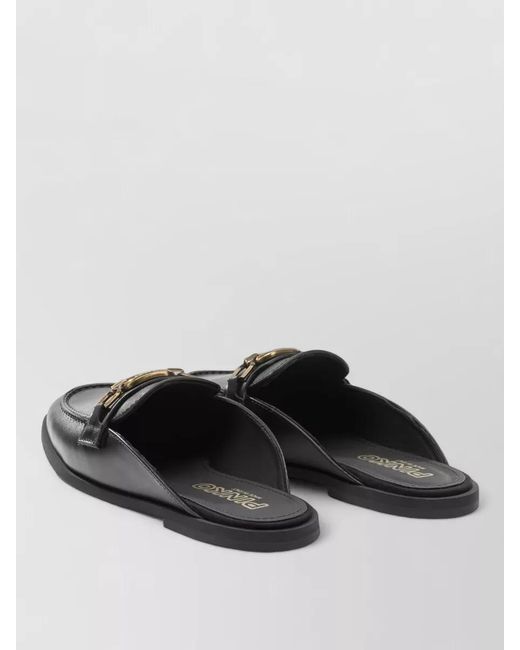 Pinko Gray Leather Loafers