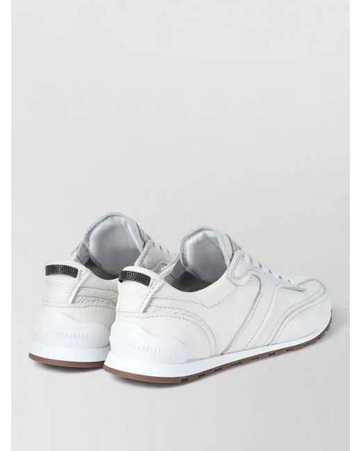 Brunello Cucinelli White Leather Low-Top Sneakers