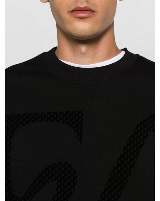 Emporio Armani Black Logo Cotton Sweatshirt Regular Fit Ribbed Cuffs for men