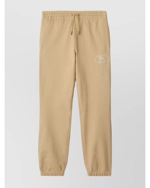 Burberry Natural Straight Trousers With Elastic Cuffs And Waistband