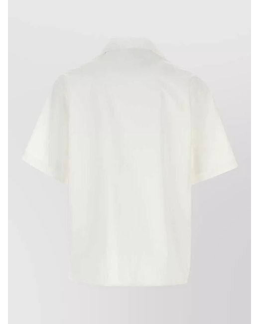 Valentino Garavani White Poplin Shirt Camp Collar Chest Pocket for men
