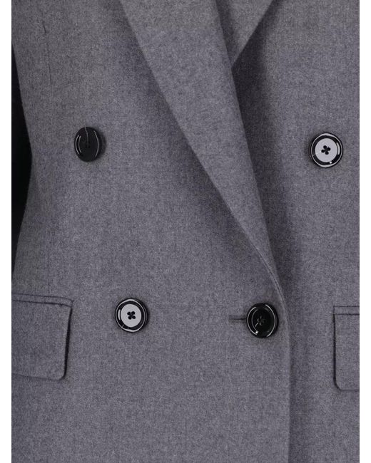 Lardini Gray Tailored Coat Double Breasted Flower Pin