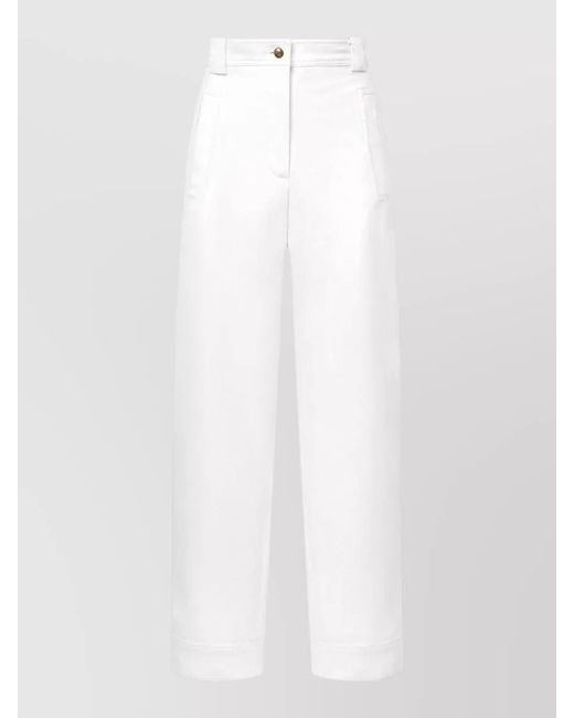 Max Mara White Long Denim Trousers High Waist Tailored Wide Leg