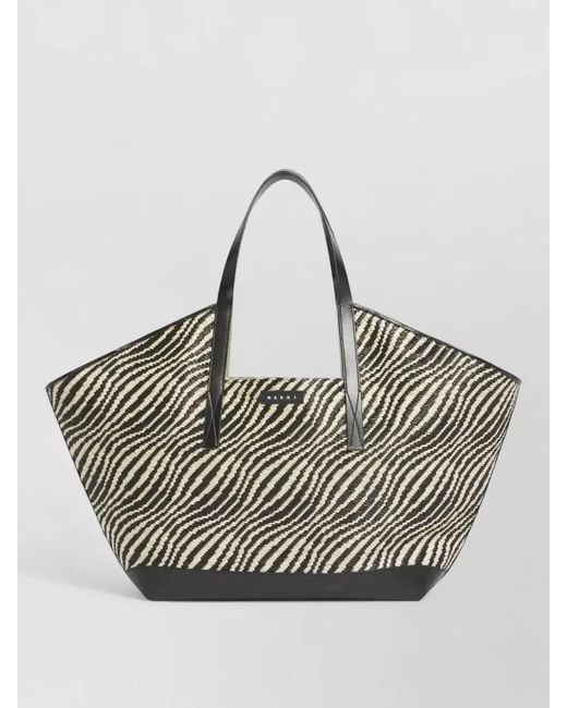 Marni Gray Tropicalia Fabric Tote Bag