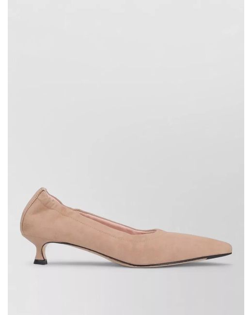 LA ROSE Pink Pointed Toe Kitten Heel Pumps Suede Finish