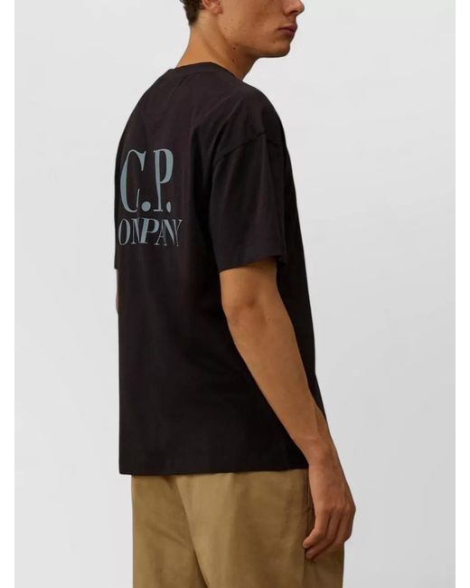 C P Company Black Logo Cotton Crew Neck Short Sleeve T-Shirt for men