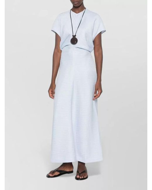 Totême White V Neck Maxi Dress Ruched Waist
