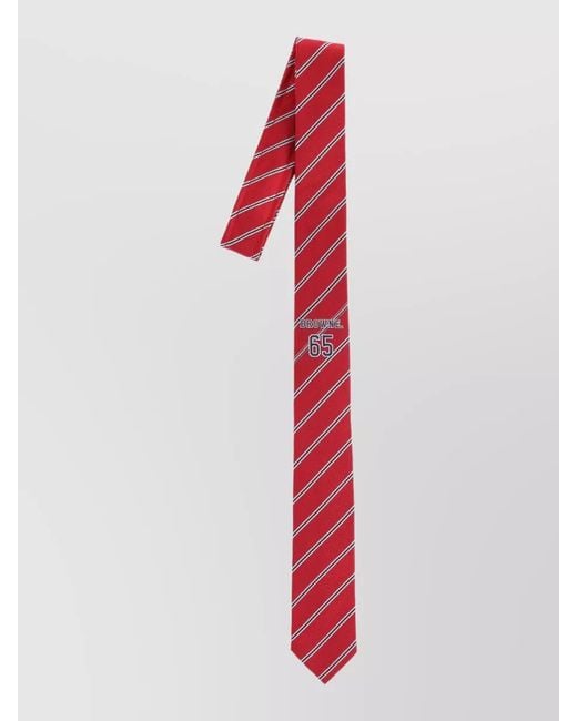 Thom Browne Red Striped Necktie Soft Texture Standard Width Adjustable for men