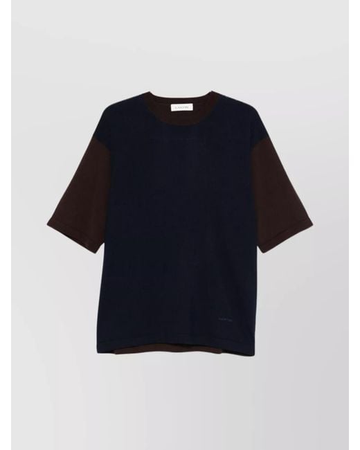 Lanvin Blue Wool Colour-Block Short-Sleeve T-Shirt for men