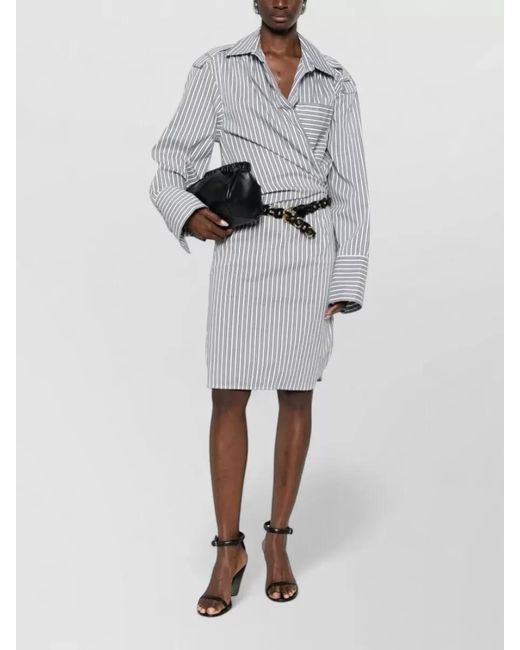 IRO Gray Striped Wrap Knee-Length Dress
