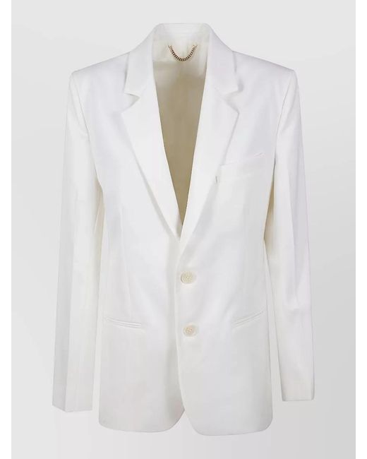Victoria Beckham White Tailored Single Breasted Jacket Notch Lapel