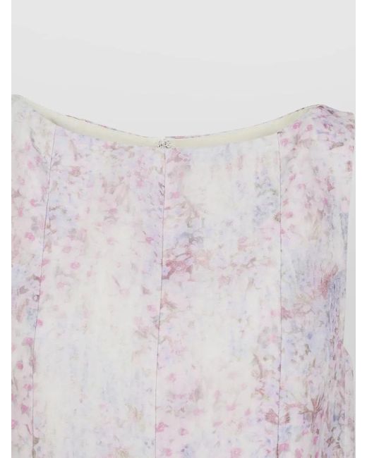 Alberta Ferretti Pink Silk Sleeveless Floral-Print Mini Dress