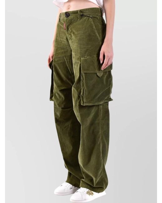 DSquared² Green Wide-Leg Trousers