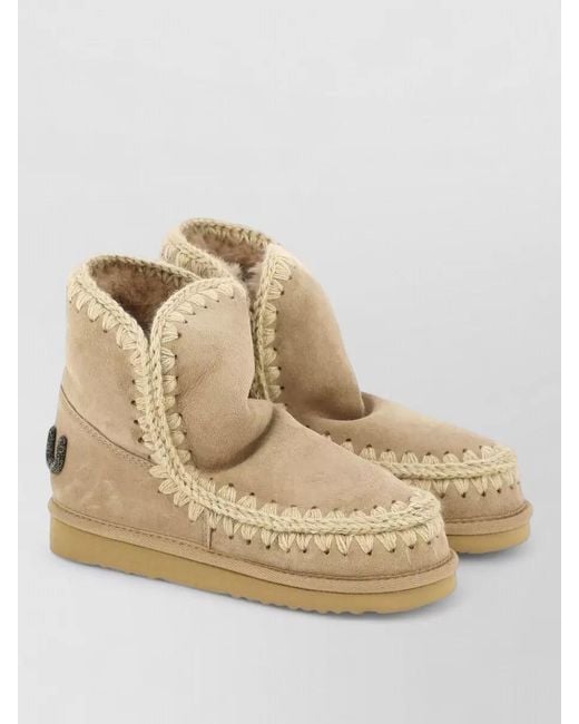 Mou Natural Sheepskin Ankle Boots
